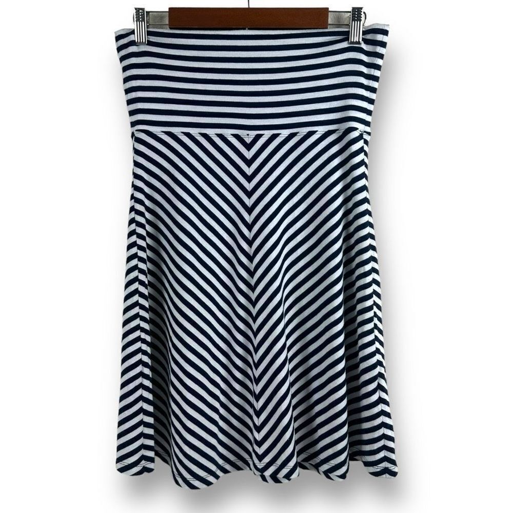 Old Navy Women's Size S Navy Blue Chevron Stripe Midi Skirt Stretchy